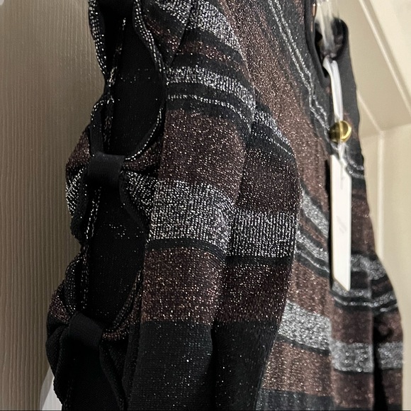 NWT TED BAKER SIMONA BLACK LUREX STRIPED BOW DETAIL DRESS SIZE TB 1 - Picture 11 of 13